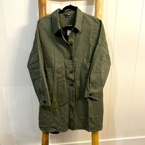 Olive oversized shirt jacket
